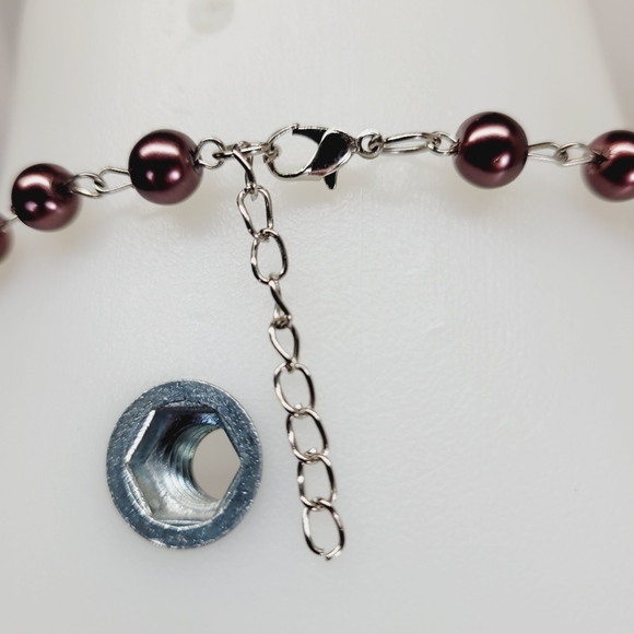 * Contemporary necklace 38" long multi strand orange & silver tone spinning - Picture 5 of 5